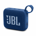 רמקול נייד JBL Go 4 כחול מזווית קדמית על רקע לבן