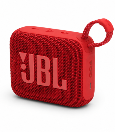 רמקול JBL Go 4 אדום עם לולאת נשיאה ומרקם בד