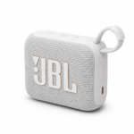 רמקול נייד JBL Go 4 לבן על רקע לבן מזווית קדמית