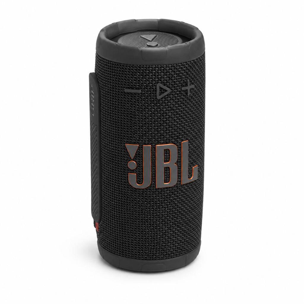 רמקול JBL Grip נייד עם JBL Pro Sound על רקע לבן