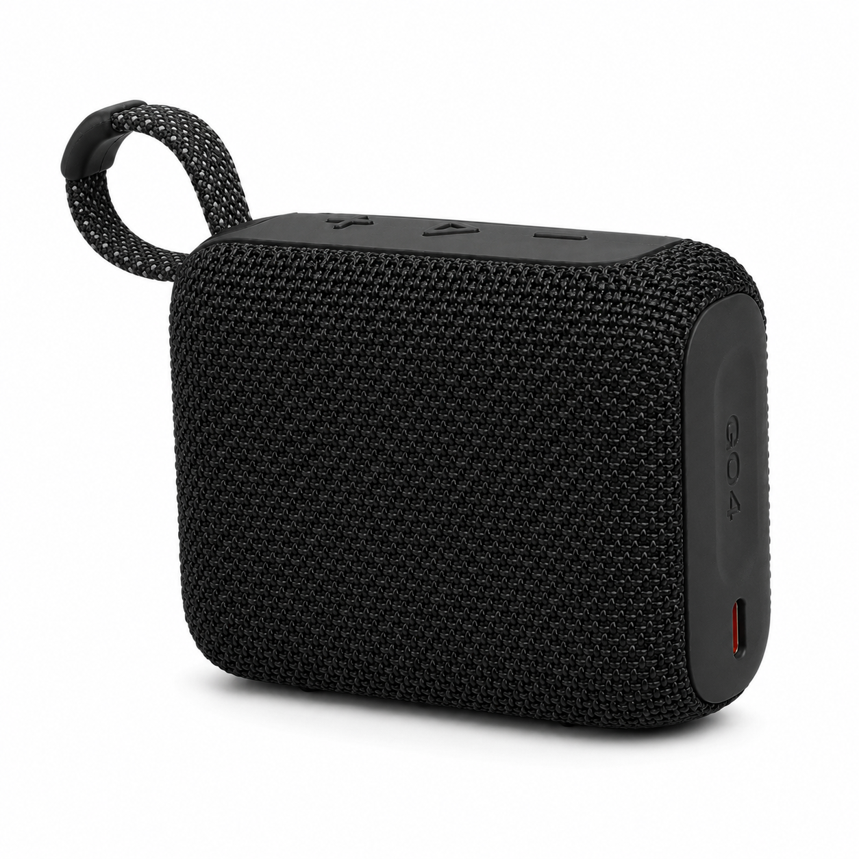 רמקול Bluetooth שחור JBL Go 4 מזווית אחורית עם לולאת נשיאה