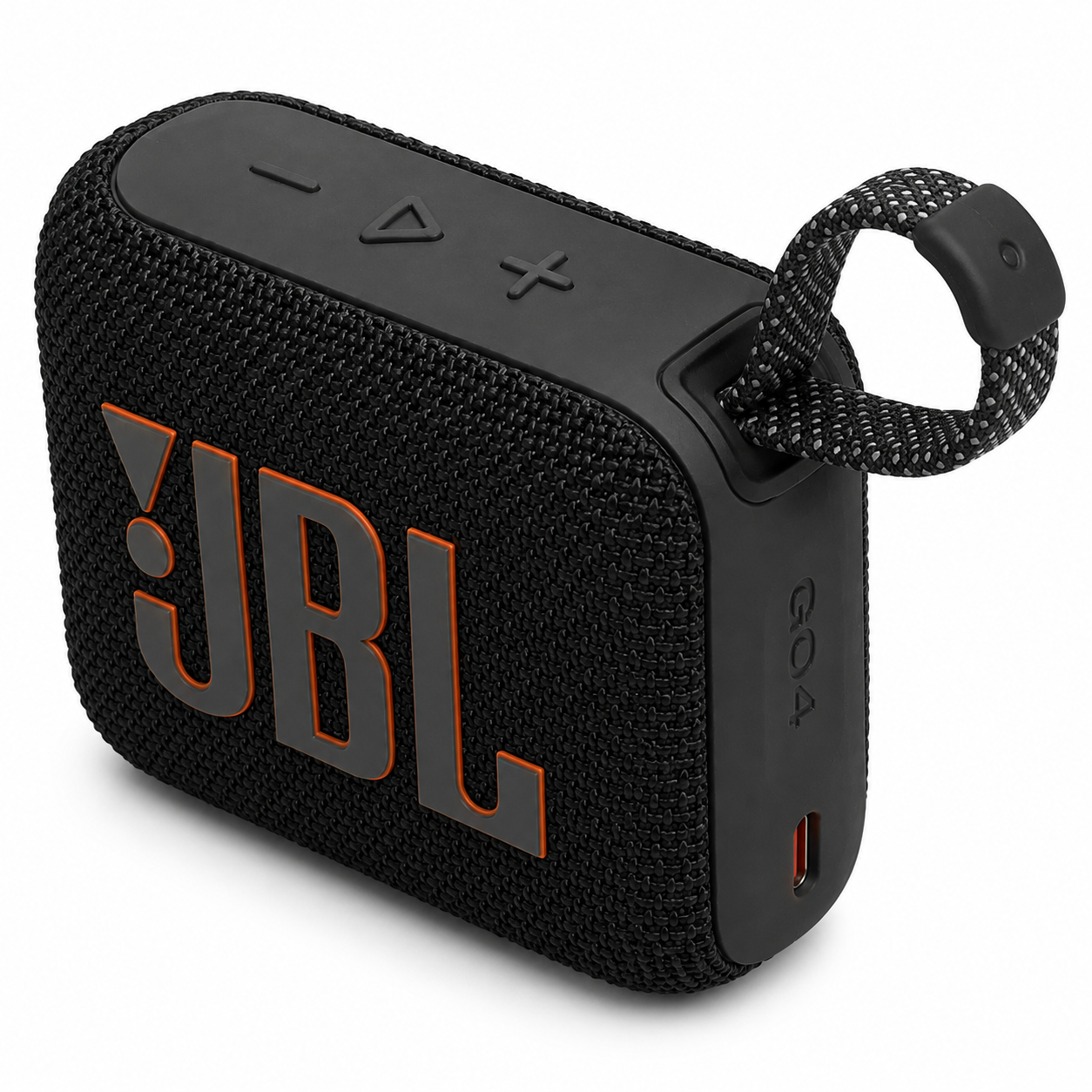 כפתורי השליטה ולולאת הנשיאה של רמקול JBL Go 4 שחור