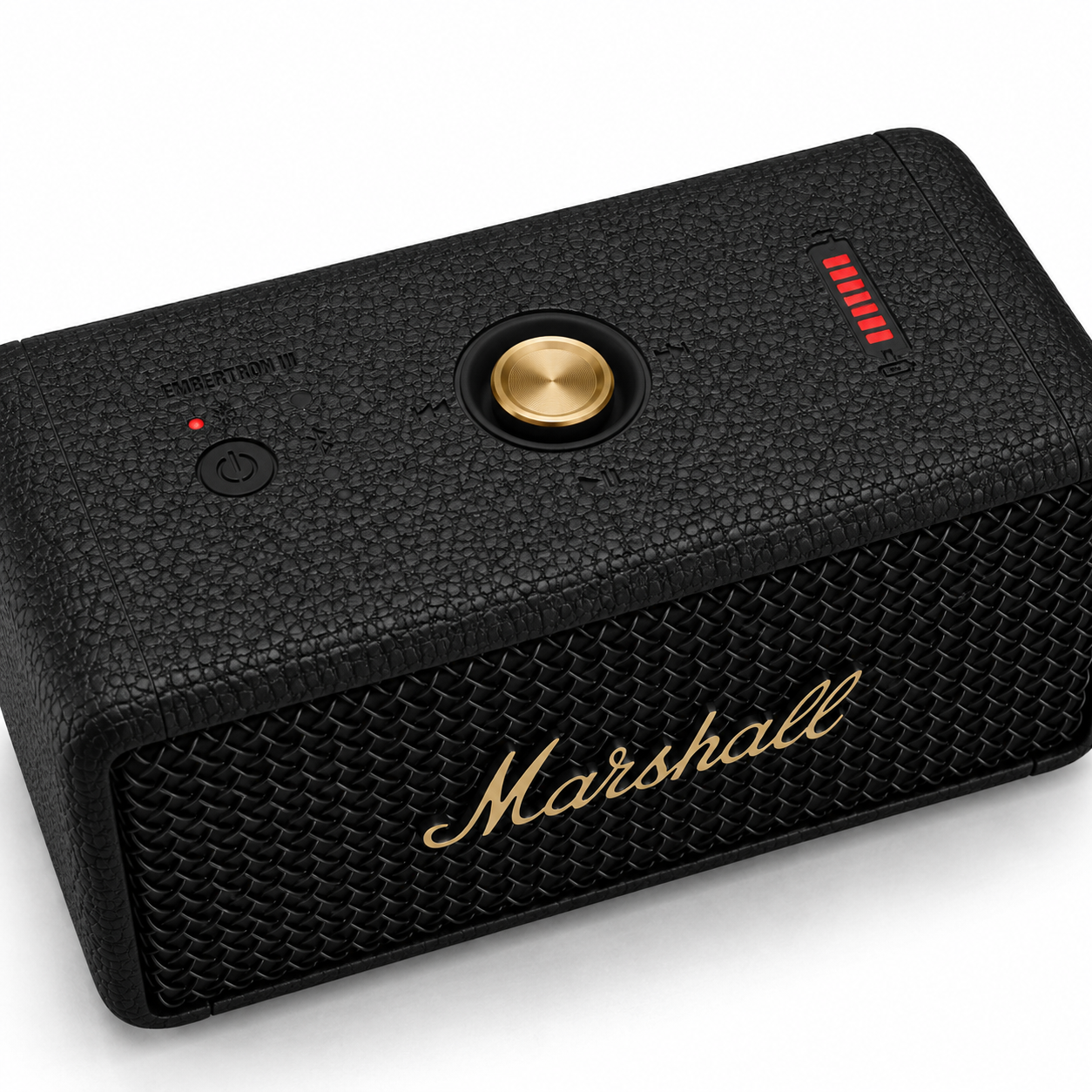 כפתורי השליטה ומחוון הסוללה ברמקול Marshall Emberton III