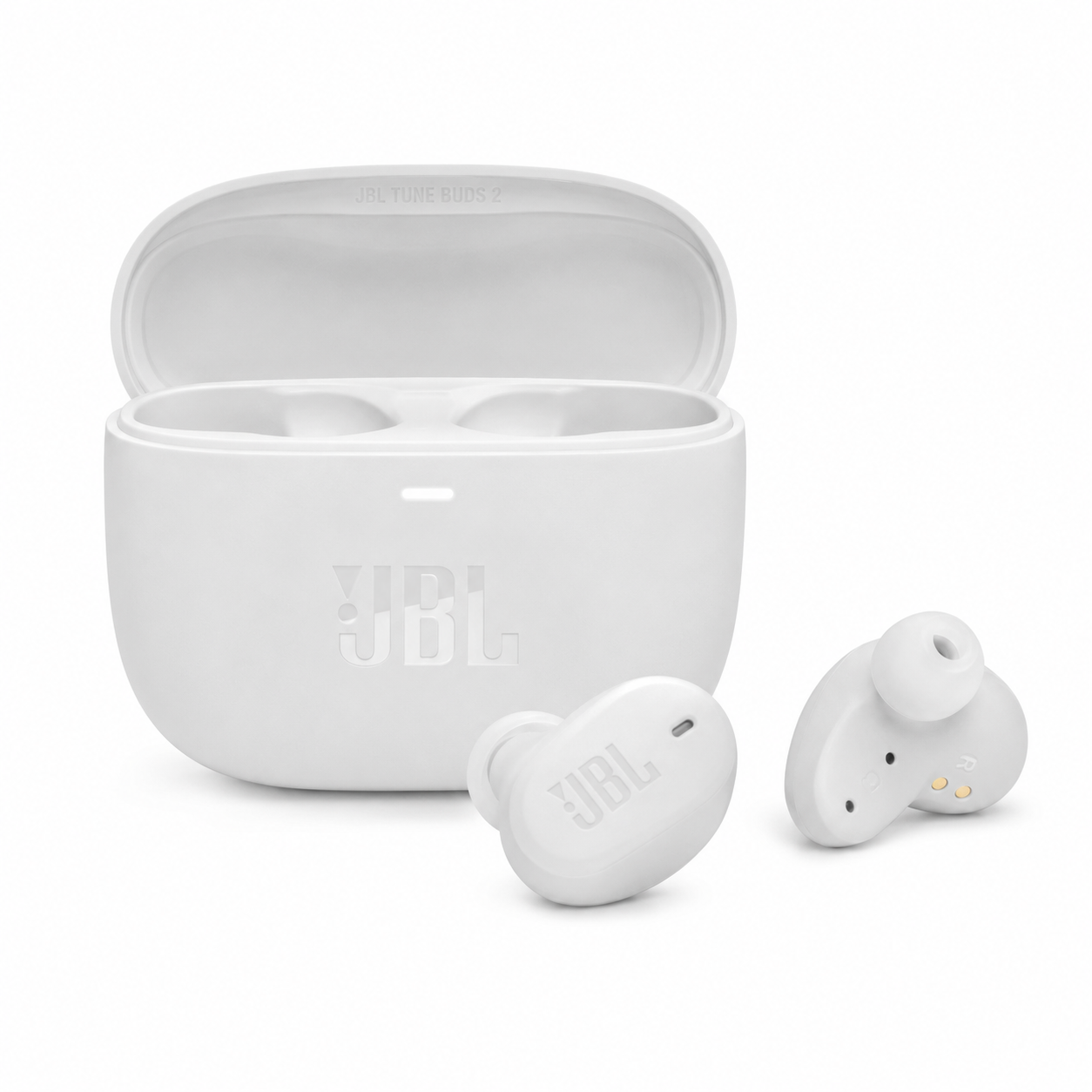 אוזניות אלחוטיות JBL Tune Buds 2 לבנות עם מתאמי סיליקון