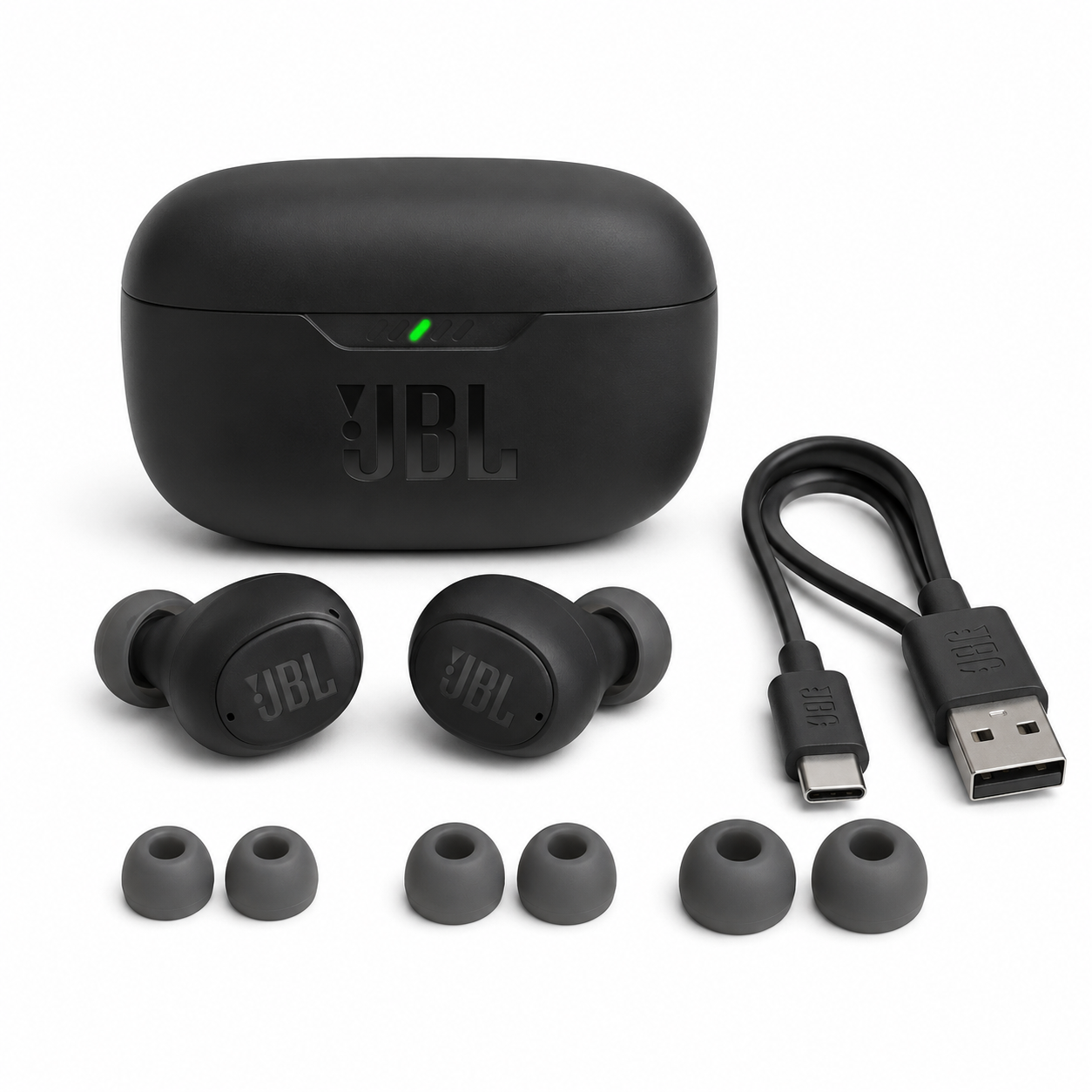 אוזניות JBL Wave Buds 2 עם נרתיק טעינה וכבל USB-C