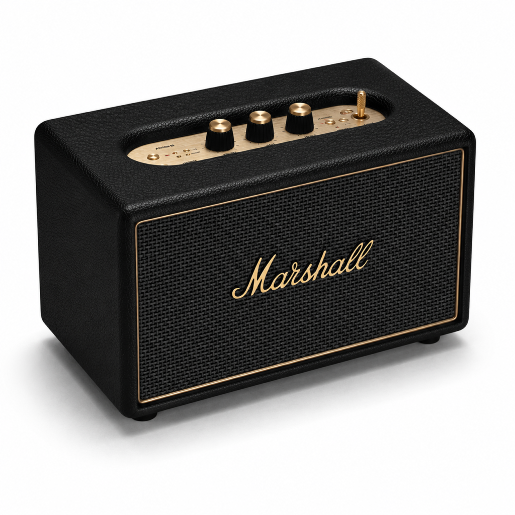 Marshall Acton III Bluetooth מזווית צד המדגישה את העיצוב והגימור