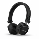 אוזניות Marshall Major V אלחוטיות שחורות על רקע לבן