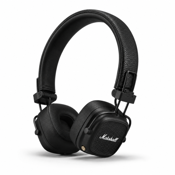 אוזניות Marshall Major V אלחוטיות שחורות על רקע לבן
