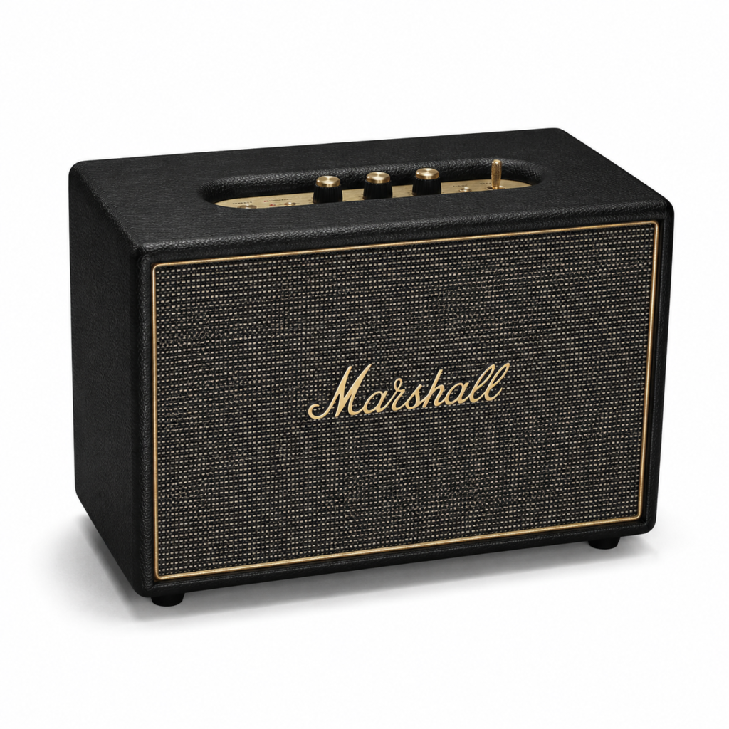רמקול Marshall Woburn אלחוטי בעיצוב קלאסי על רקע לבן
