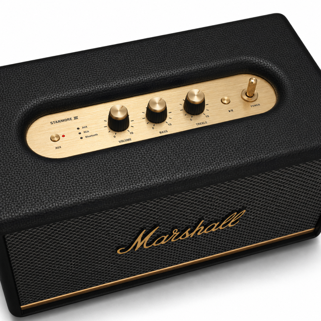 כפתורי השליטה העליונים של רמקול Marshall Stanmore III
