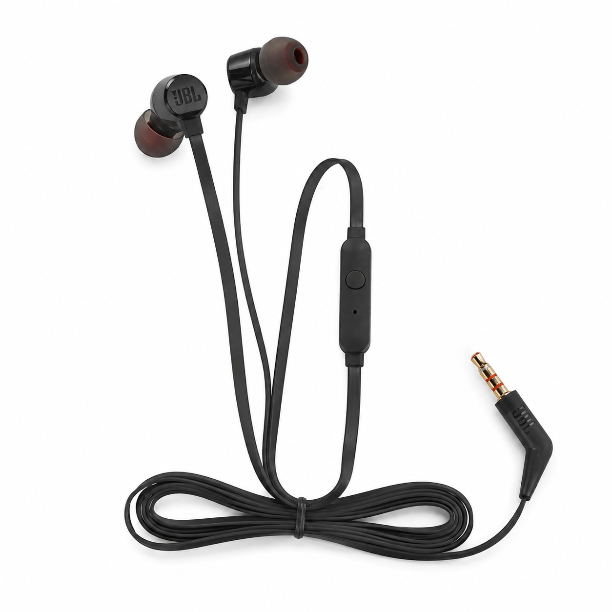 אוזניות JBL Tune 110 חוטיות עם JBL Pure Bass על רקע לבן