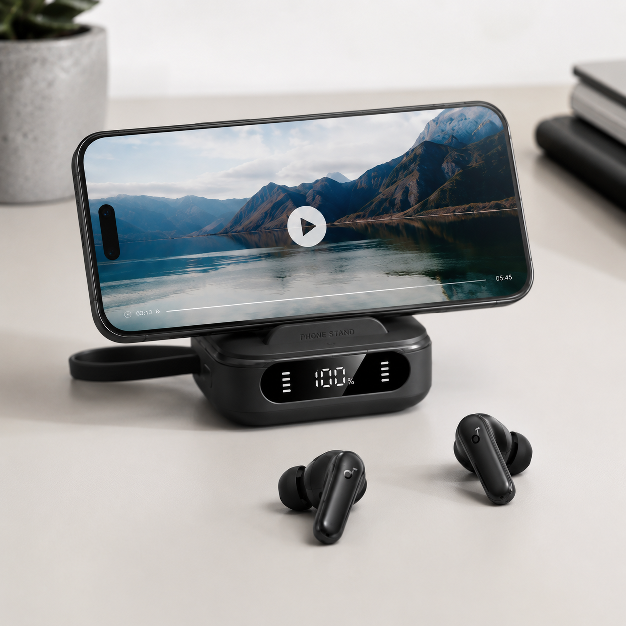 Anker Soundcore P41i עם קייס 3 ב-1 ומעמד מובנה לטלפון