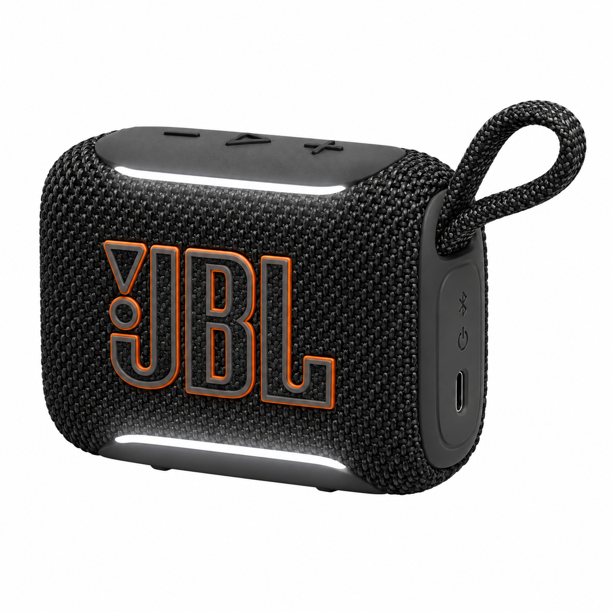 רמקול נייד JBL Go 5 עם תאורת אווירה על רקע לבן